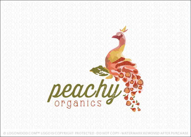 Peachy Peacock Organics Logo For Sale