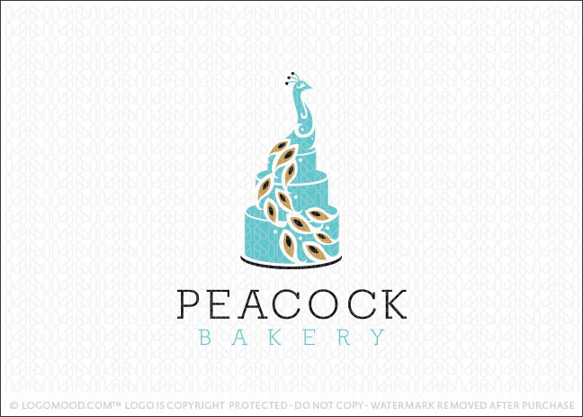 Peacock Cake Bakery Logo For Sale