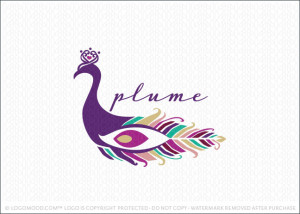 Peacock Plume Feathers Logo For Sale