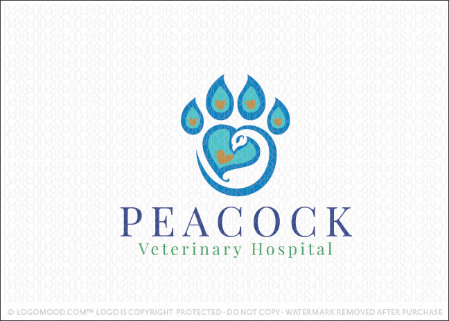 Peacock Veterinary Care Logo For Sale