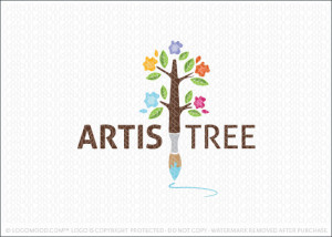 Artistree Paint Brush Tree Logo For Sale