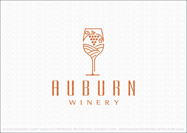 Auburn Winery Wine Glass Logo For Sale