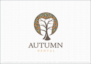 Autumn Tooth Dental Tree Logo For Sale
