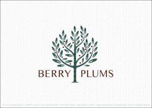 Berry Plums Tree Logo For Sale