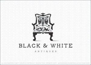 Black and White Antique Chair Logo For Sale