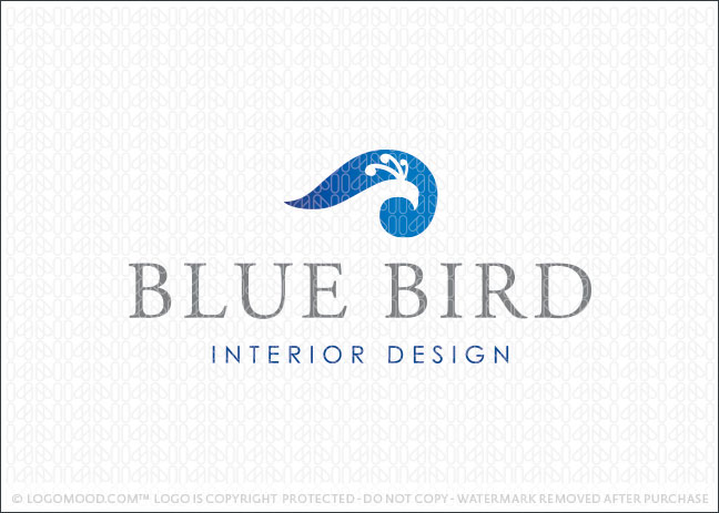 Blue Peacock Bird Logo For Sale