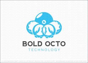 Bold Blue Octopus Logo For Sale