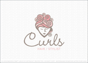 Curls Hair Stylist Logo For Sale