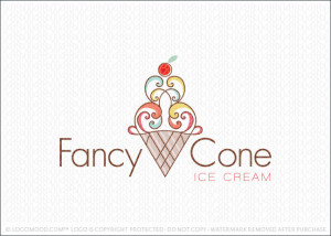 Fancy Cone Ice Cream Logo For Sale
