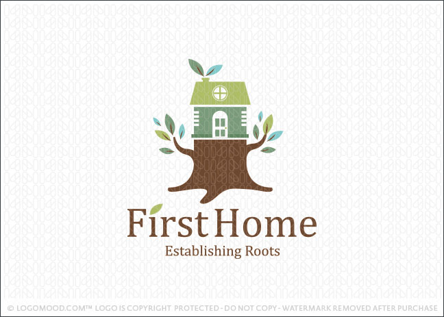 First Home Tree Trunk Logo For Sale