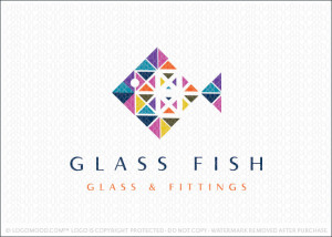 Geometrical Square Fish Logo For Sale