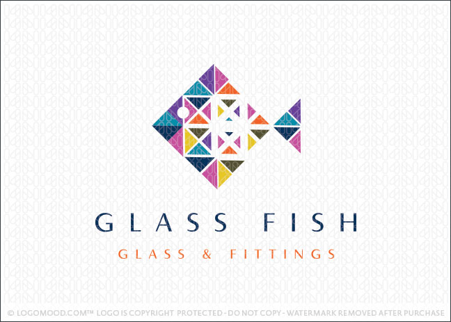 Geometrical Square Fish Logo For Sale