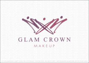 Glam Crown Makeup Artist Logo For Sale