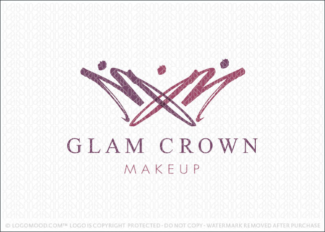 Glam Crown Makeup Artist Logo For Sale