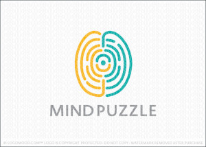 Mind Puzzle Brain Logo For Sale