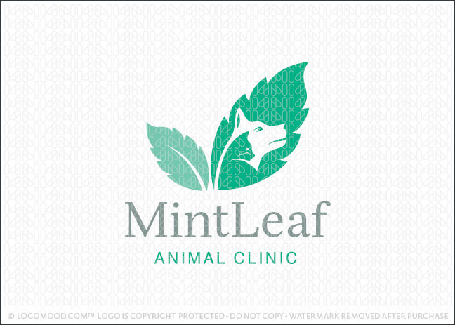 Mint Leaf Animal Care Logo For Sale
