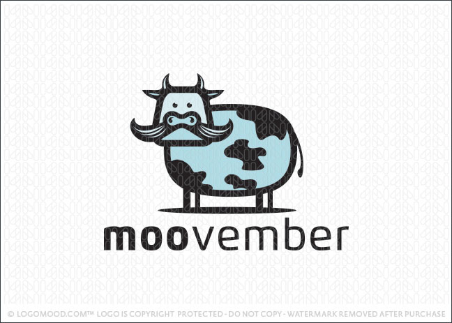 Moovember Moustache Cow Logo For Sale