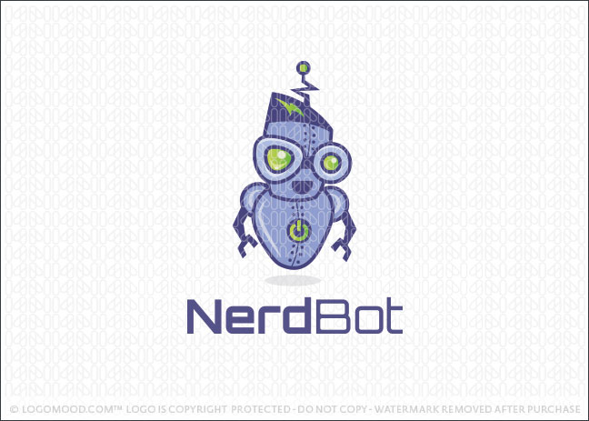 Nerd Robot Logo For Sale