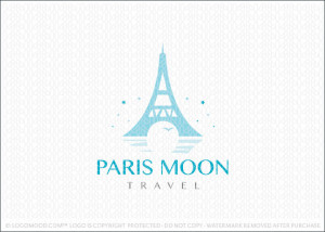 Paris Moon Eiffel Tower Logo For Sale
