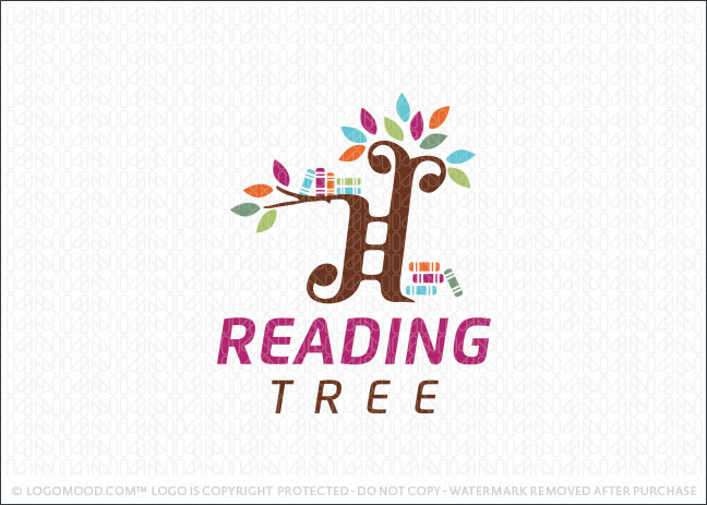 Reading Book Tree Logo For Sale