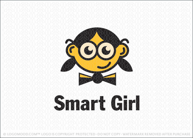 Smart Girl Nerd Logo For Sale
