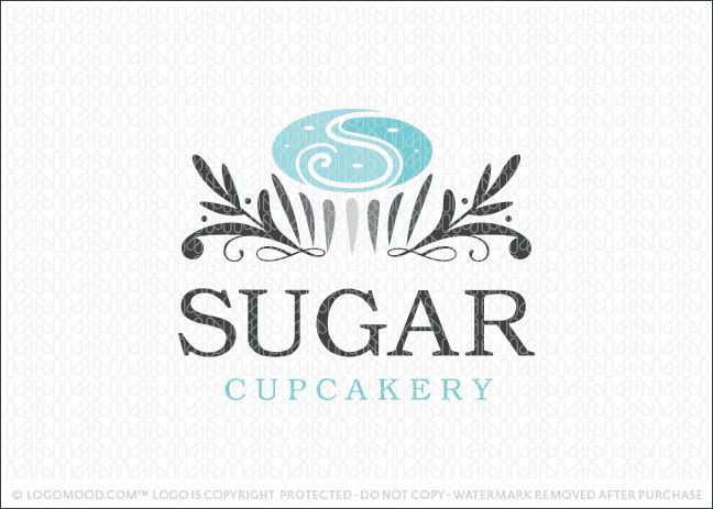 Sugar Cupcake Bakery Logo For Sale