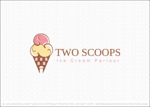 Two Scoops Ice Cream Parlour Logo For Sale