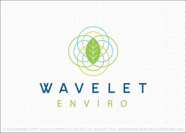 Wavelet Environmental Leaf Logo For Sale
