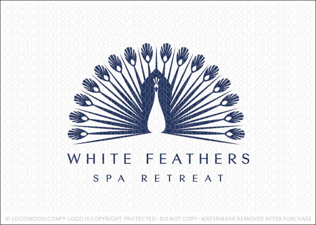 White Feathers Peacock Logo For Sale