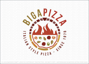 Wood Fire Pizza Restaurant Logo For Sale