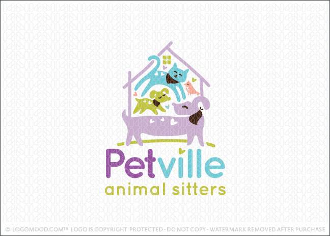 Animal Pet Sitter Business Logo For Sale