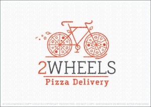 Two Wheels Bicycle Pizza Delivery Logo For Sale