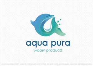 Aqua Marine Dolphin Water Business Logo For Sale
