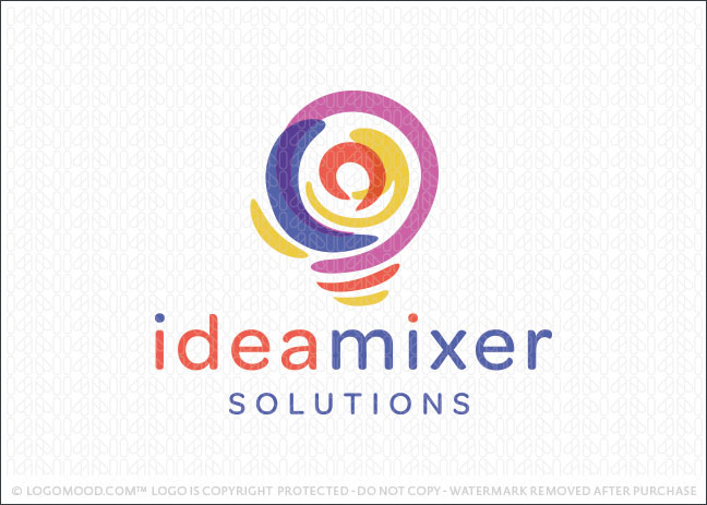 Idea Mixer Lightbulb Logo For Sale