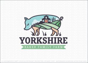 Yorkshire Pig Family Farm Logo For Sale