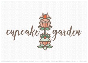 Natural Cupcake Garden Bakery Logo For Sale