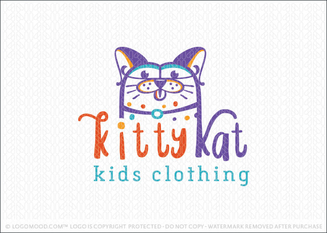 Cute Friendly Cat Logo For Sale