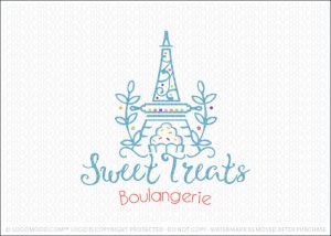 Sweet Treats Eiffel Bakery Logo For Sale