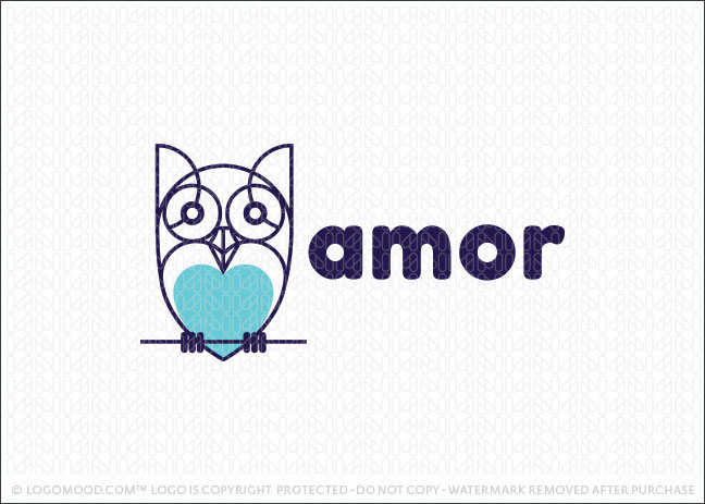 Love Heart Owl Business Logo For Sale