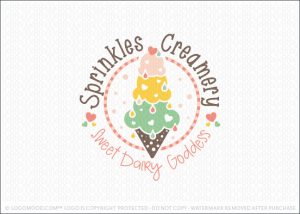 Ice Cream Cone Scoops Creamery Business Logo for Sale