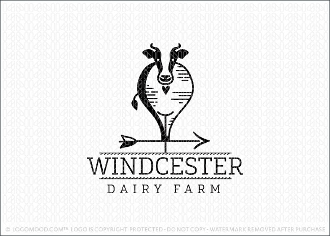Weather Vane Dairy Cow Farm Logo For Sale