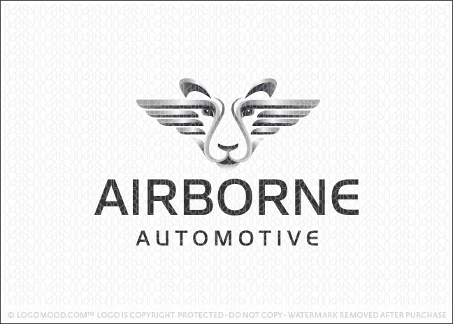 Aviation Winged Lion Face Logo For Sale