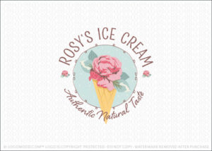 Vintage Rose Ice Cream Parlour Logo For Sale