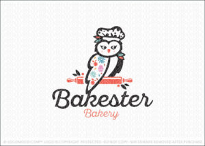Sweet Baker Owl Bakery Logo For Sale