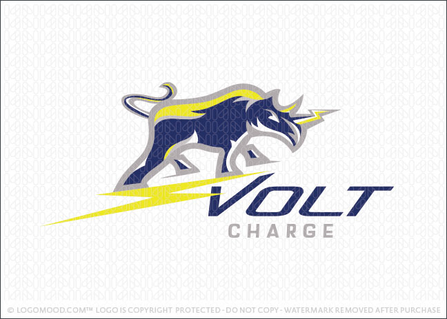 Volt Charge Power Rhinoceros Logo For Sale