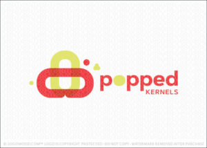 Popped Kernels Popcorn Logo For Sale