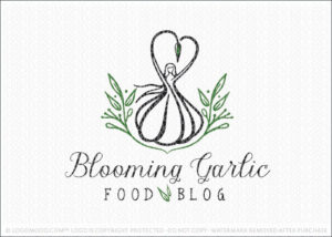 Blooming Garlic Woman Food Blog Logo For Sale