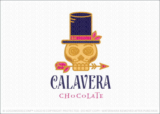Calavera Skull Day of the Dead Chocolate Logo For Sale