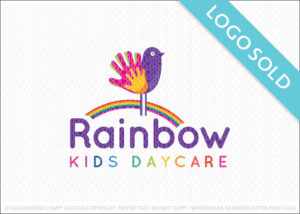 Rainbow Bird Hand Print Logo Sold