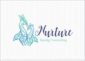 Nurture Mother and Child Peacock Logo For Sale